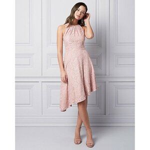 Le Chateau Women Blush Lace Halter Cocktail Asymmetrical Dress Size XXL